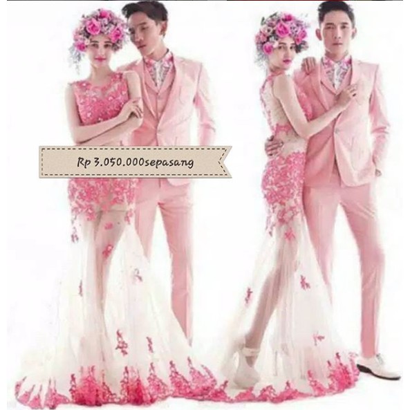 gaun wedding setelan jas/gaun pink sexy jas LENGKAPIN