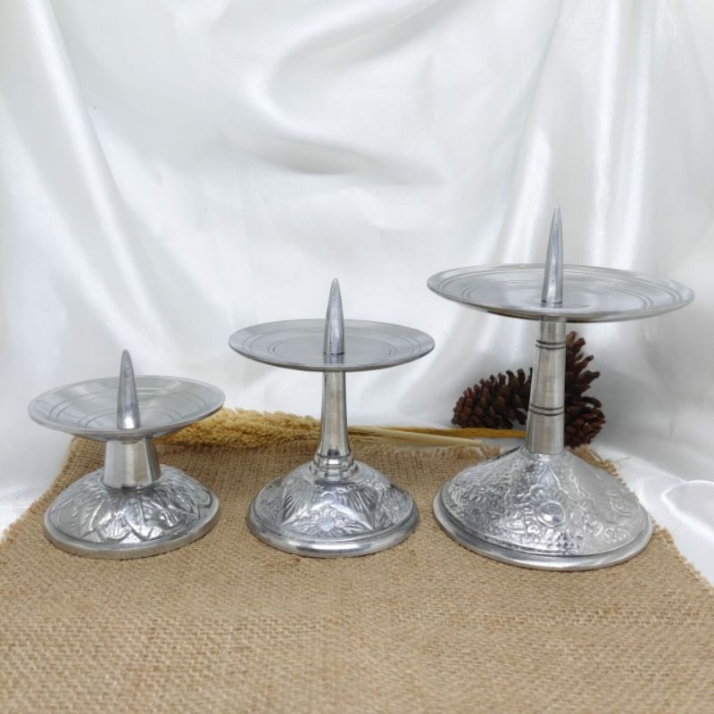 Tempat lilin logam silver dengan 3varian kode Tl.14 Tl.15 Tl.16