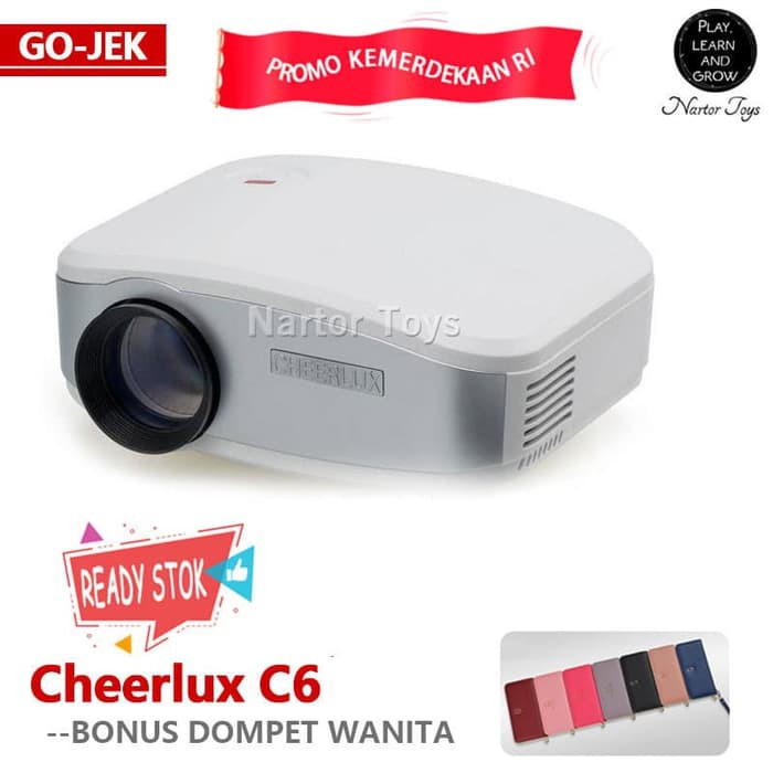 CHEERLUX C6 Mini Proyektor Projector Portable LED LCD 1200 lumens TV   Putih