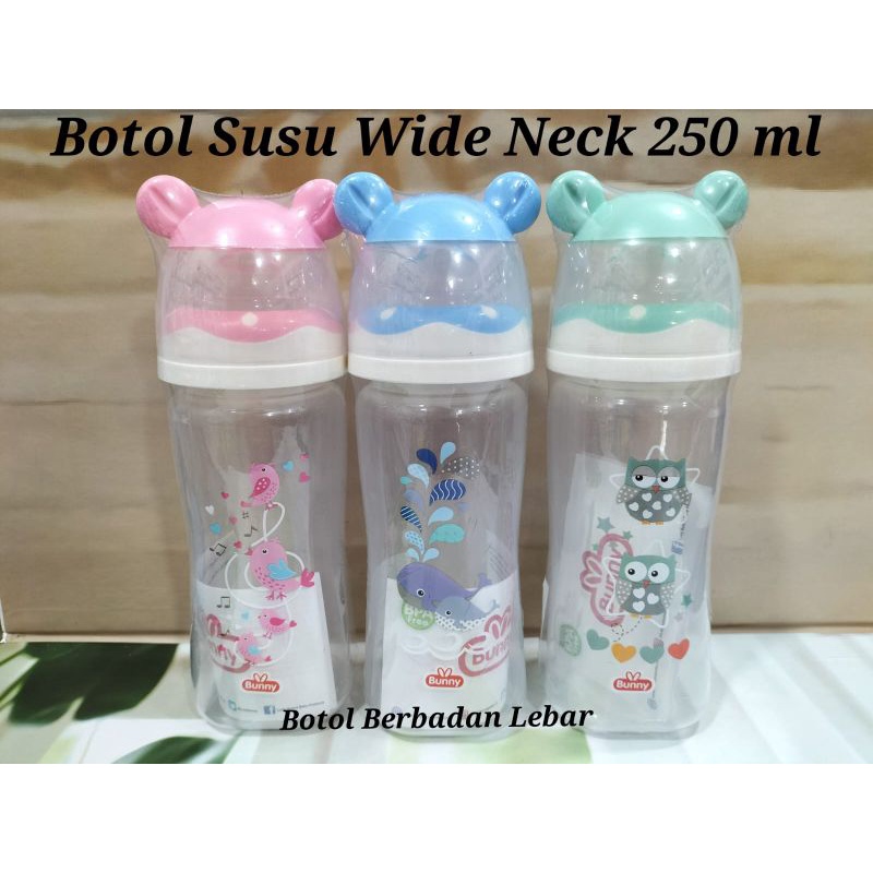 Botol Susu Wide Neck/Botol Berbadan Lebar Bunny Karakter 250 Ml