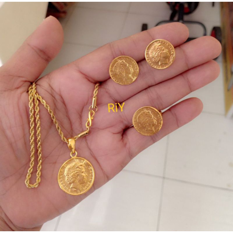 Set koin kuningan lapis emas