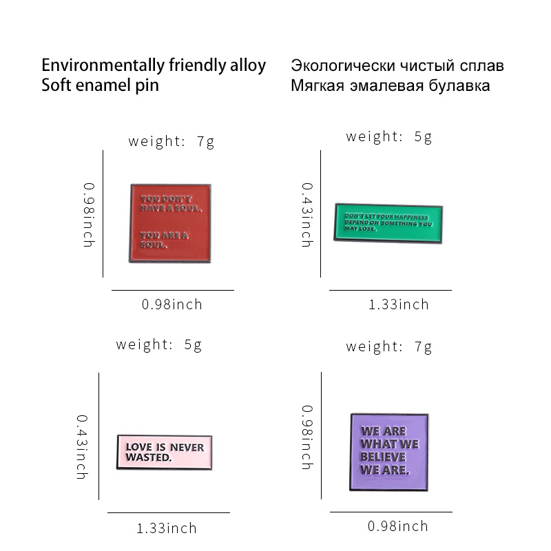 Bros Pin Enamel Desain Kutipan Positif Inspirasi Geometris Untuk Tas Pakaian