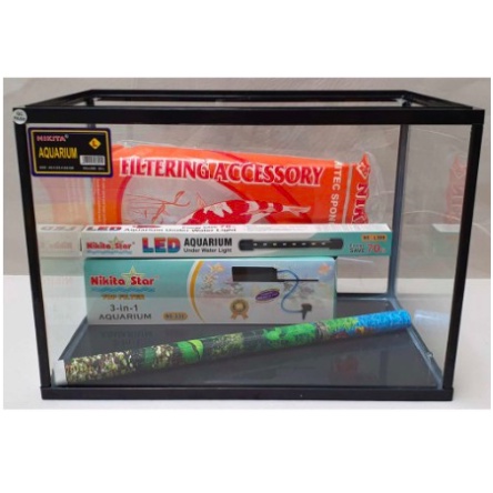 Paket aquarium Nikita Triset L dengan Lampu celup LED
