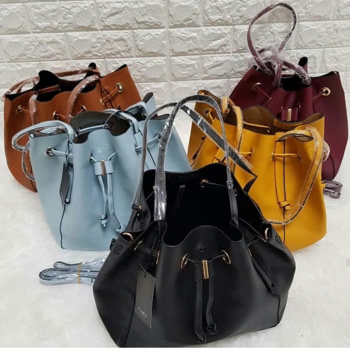 Tas wanita zara bucket import | Tas Serut | Tas Viv - Hitam