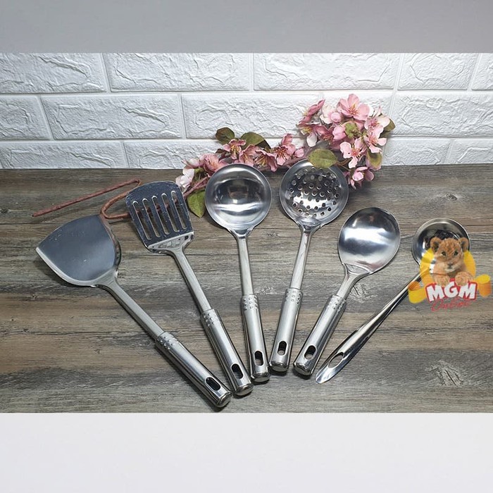 Alat Masak komplit sodet set6 sodet stainless set 6pc