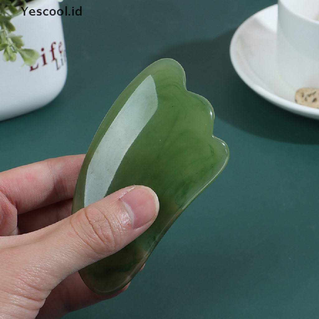 Alat Pijat Gua Sha Bahan Resin Warna Hijau Untuk Kesehatan Wajah Dan Tubuh