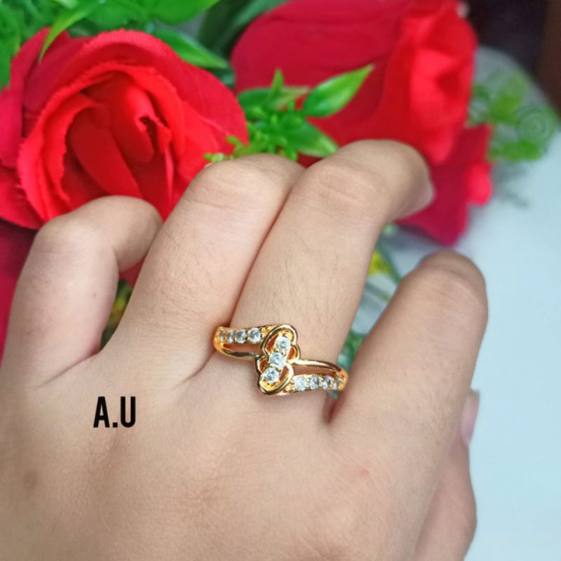 Cincin Dewasa Permata Simpel Perhiasan Wanita Gold Remaja (COD)