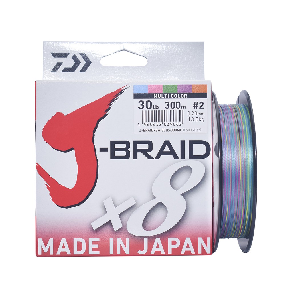 Senar PE Daiwa J-Braid X8 300M Multicolor (Pilih Ukuran)