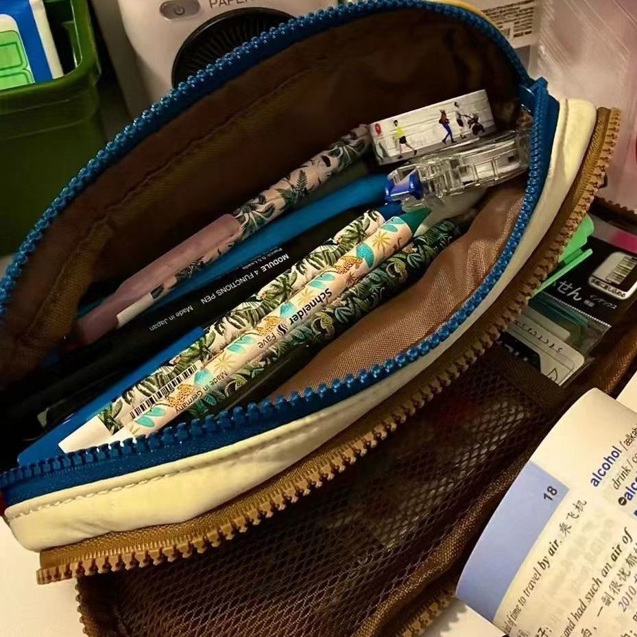 Sera 2022 Ruosu Liangpin Baru Lucu Kontras Warna Pensil Case Kapasitas Besar Mahasiswa Kotak Pensil Multi Fungsi Double Layer Tas Penyimpanan