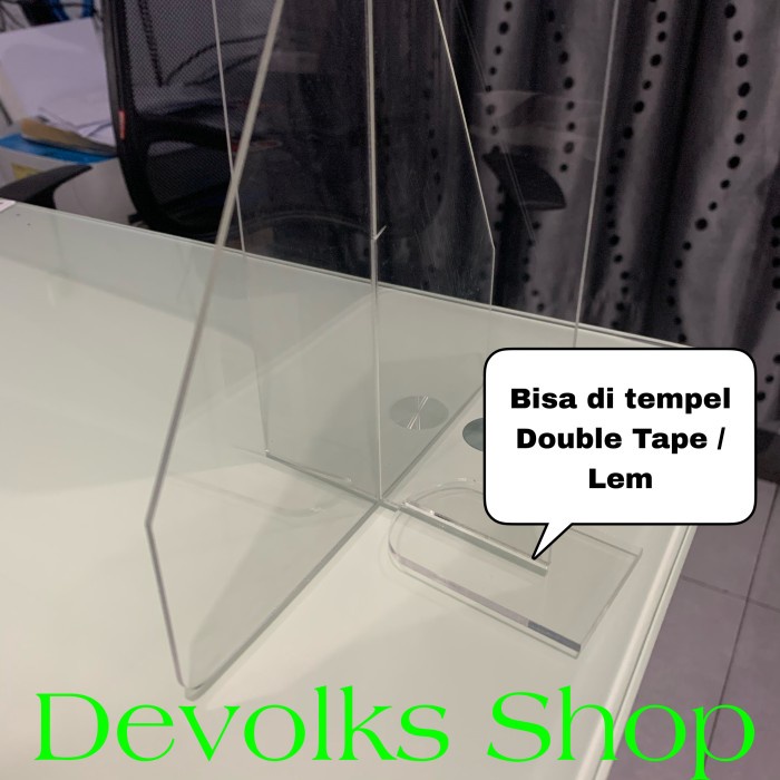 

TERLARIS !!! PARTISI / SEKAT / PEMBATAS MEJA AKRILIK UNIVERSAL TANPA LUBANG 60 X 60