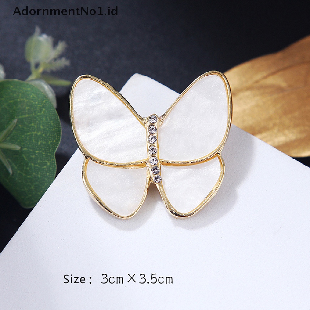 (AdornmentNo1) 1pc Bros / Pin Butterfly Aksen Mutiara Imitasi Untuk Hadiah / Aksesoris Wanita (ID)