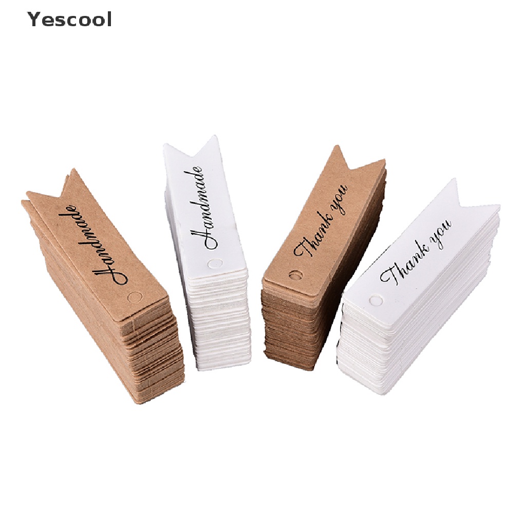 Yescool 100 Vintage Kraft Paper Tags Gift Price Craft Card Name DIY Tags Wedding Favor .