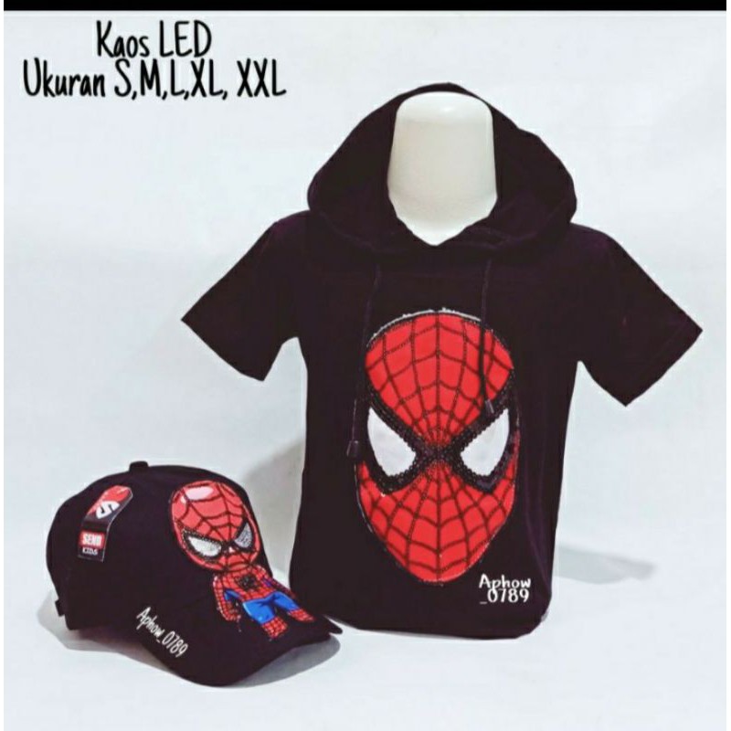 BIGSALE HOODIE ANAK KAOS KUPLUK LED 2IN1 TOPI LED/BORDIR