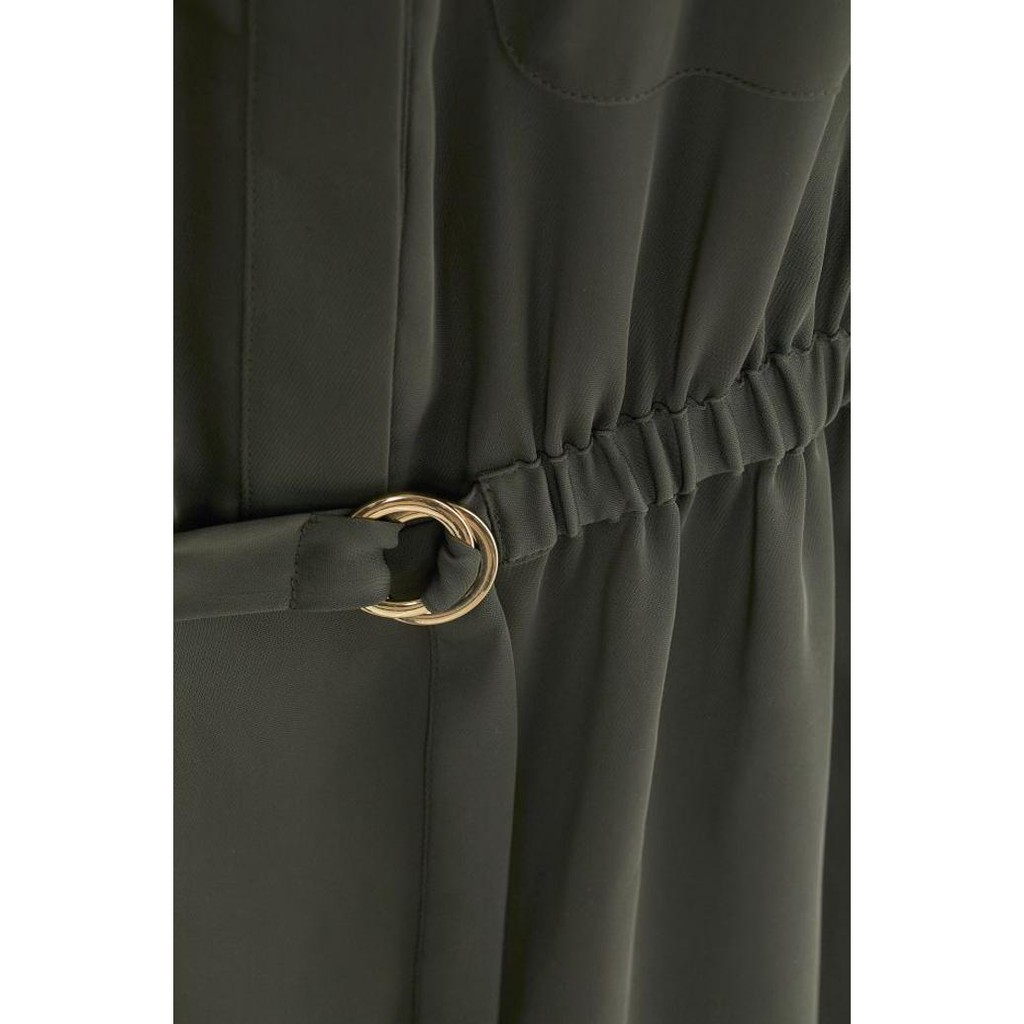 Termurah H&M V Neck Shirt Dress Olive Bnwt Original Long Sateen Hnm Wanita