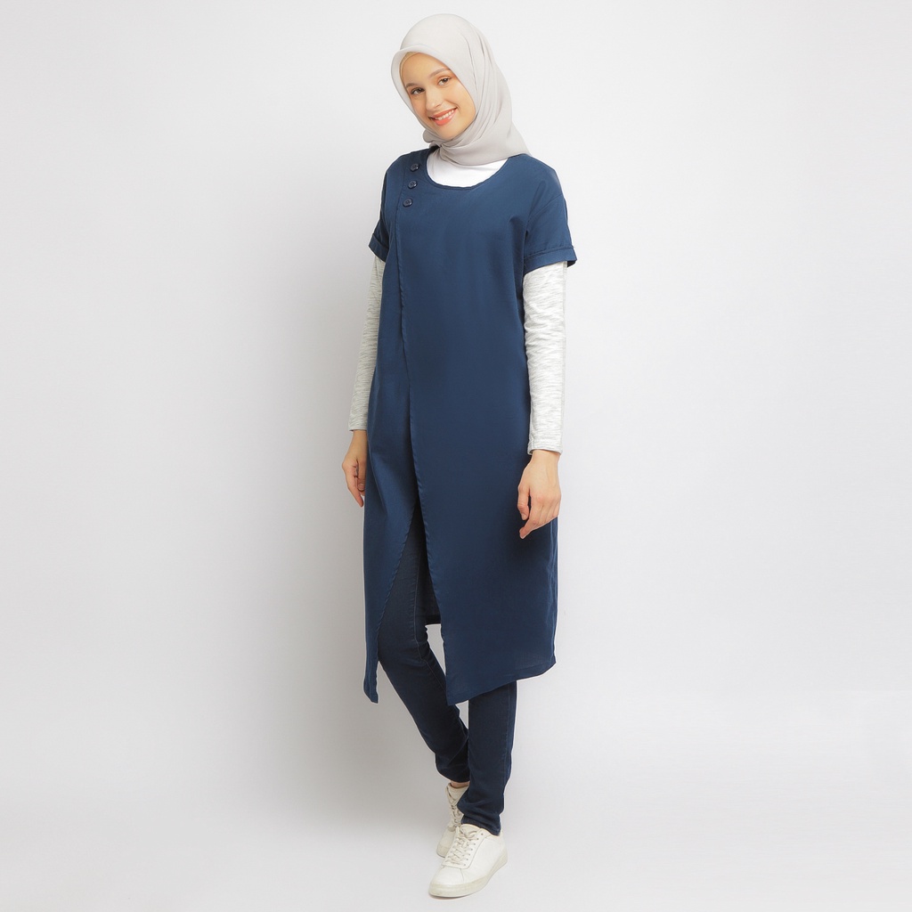 Flamoush Kabira Navy Kemeja Casual Wanita