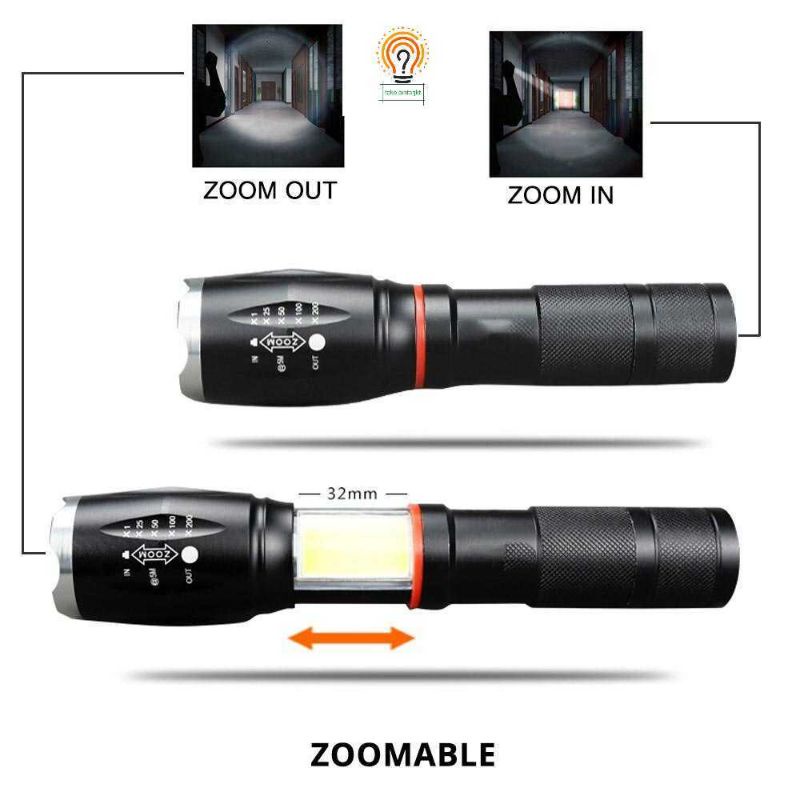 Senter Swatt Police Cree T6+Cob +Magnet Senter Super Terang SF188&amp; SF158