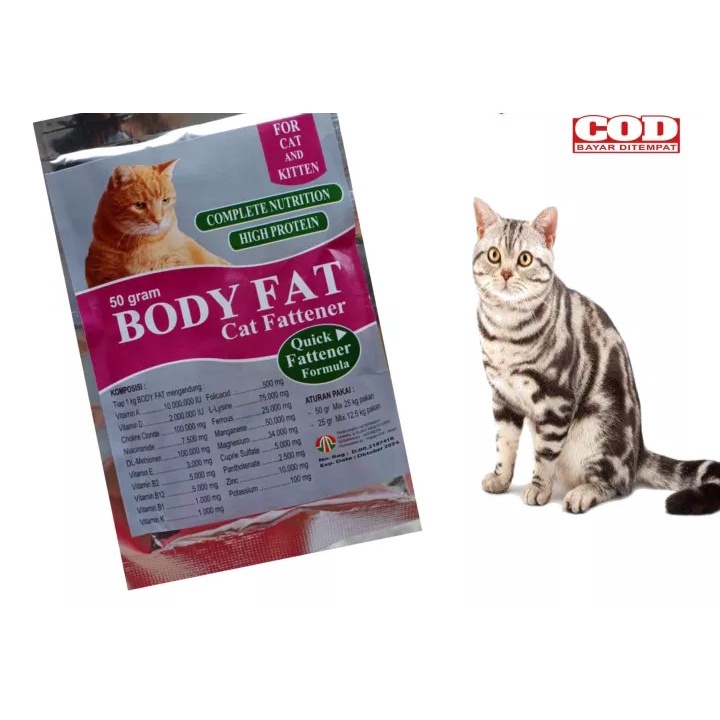 Terlaris Body fat Cat 50g Vitamin Penggemuk Kucing Sachet Bubuk Nutrisi Powder Bodyfat