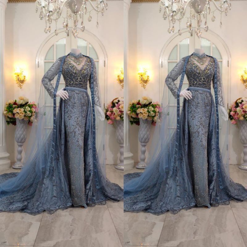 GAUN PENGANTIN MEWAH SLIM BEREKOR FULL PAYET MODERN //BAJU//KEBAYA