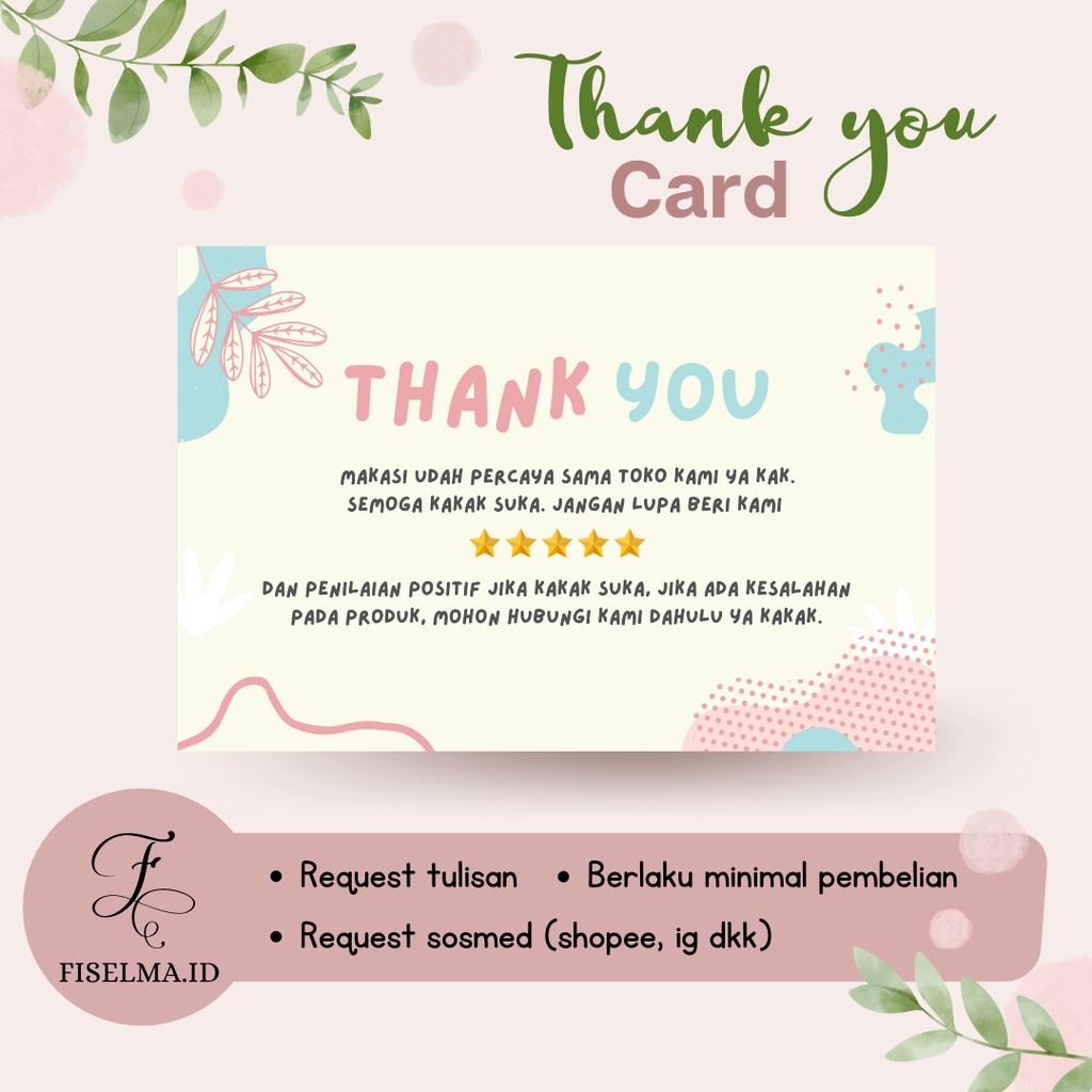 Jual Thank You Card Online Shop (Estetik theme) | Shopee Indonesia