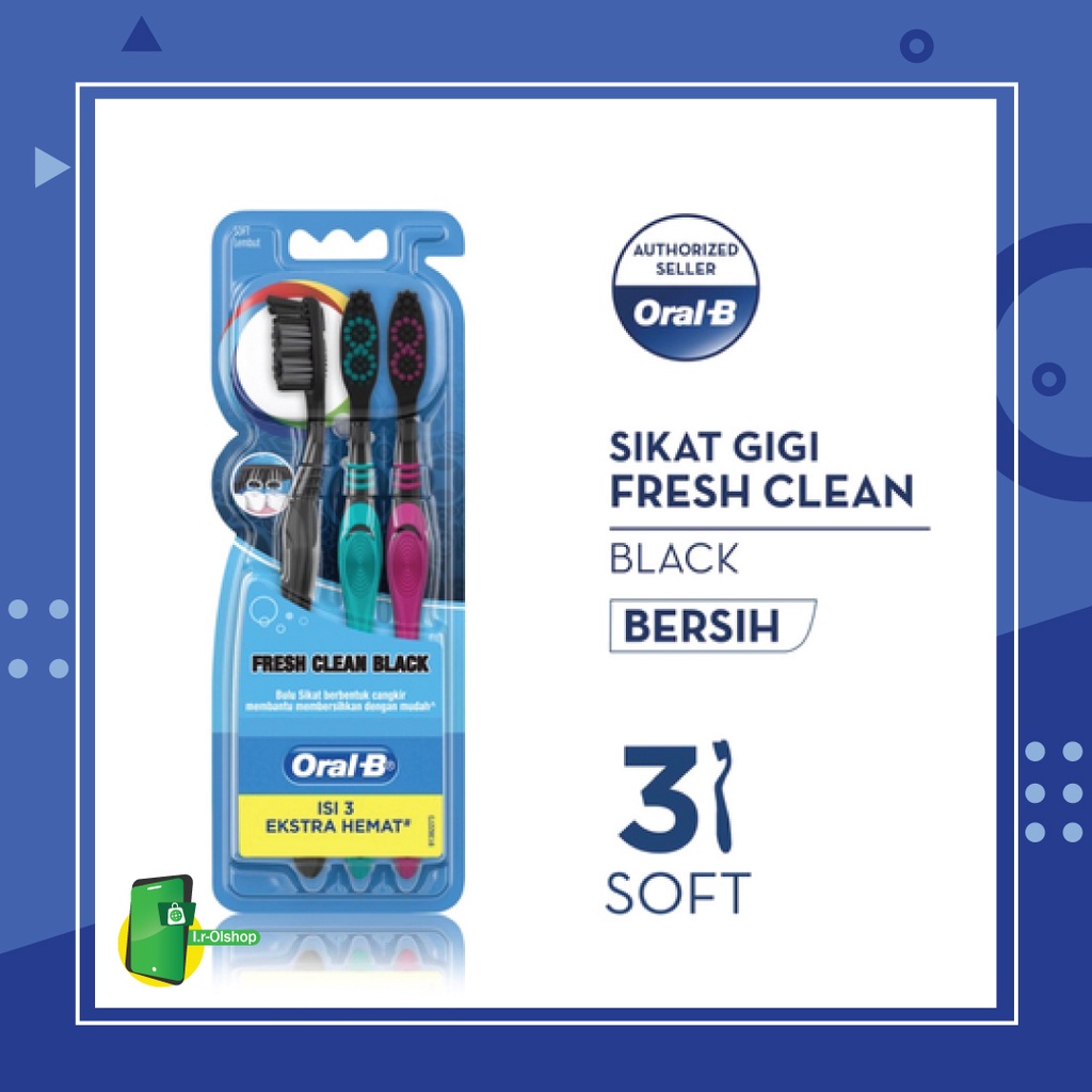 Jual Sikat Gigi Oral-B Toothbrush All Rounder Fresh Clean Black Soft 3s ...