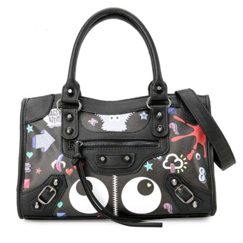 Huer eye theme hevay eye theme tote bag black