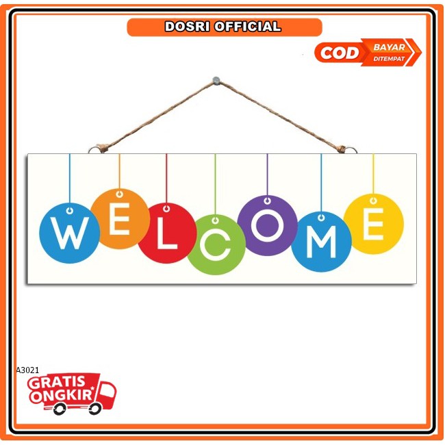 [NEW] Hiasan Pintu Tulisan Wellcome Warna Warni Wall Decoration Pajangan Dinding 10cm x 30cm