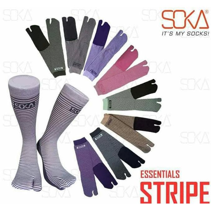 Soka Premium Essentials Stripe Kaos Kaki  Jempol Motif Garis