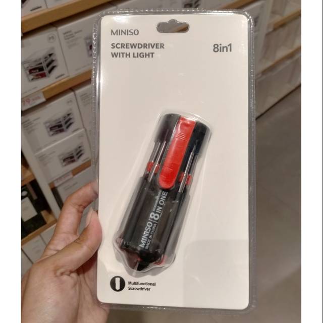 Obeng dengan lampu 8in1 screwdriver miniso