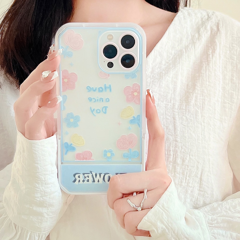 Soft Case Braket Desain Bunga Hati Tahan Banting Untuk iPhone 11 12 13 14 Pro Max 6 6S Plus 7 8 14 Plus XR X Xs Max SE 2020 2022