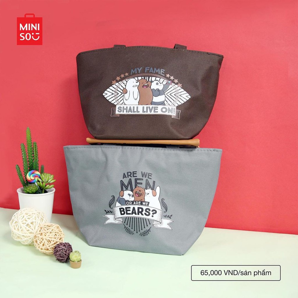 MINISO X WE BARE BEARS 3WRN. Wbb lunch bag size 27.5x19x17cm. tas bekal miniso murah ready surabaya