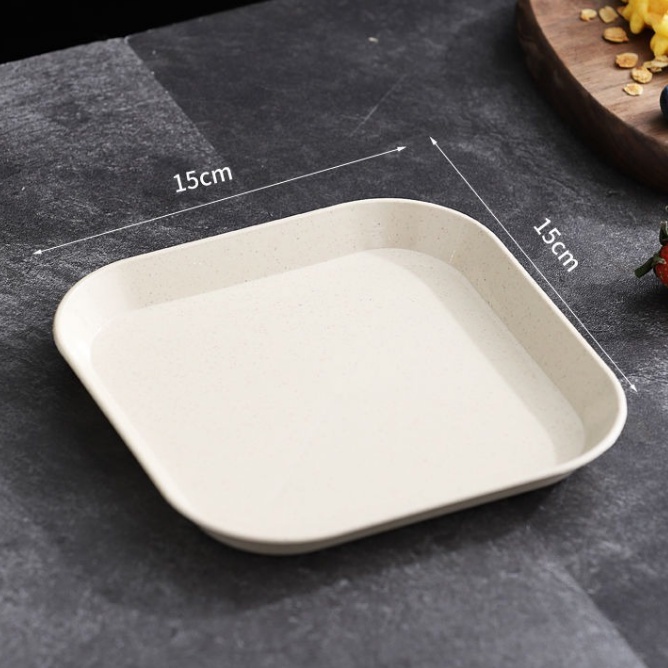 OSM JKT H5233 Piring Jerami Persegi / Piring Saji / Piring Buah / Wadah Buah / Piring Snack / Piring Plastik-Cream