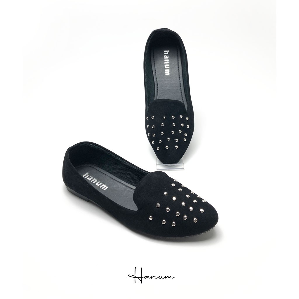 Hanum - Sepatu Flat Shoes Balet Wanita Hanum HF14 Mutiara Hitam