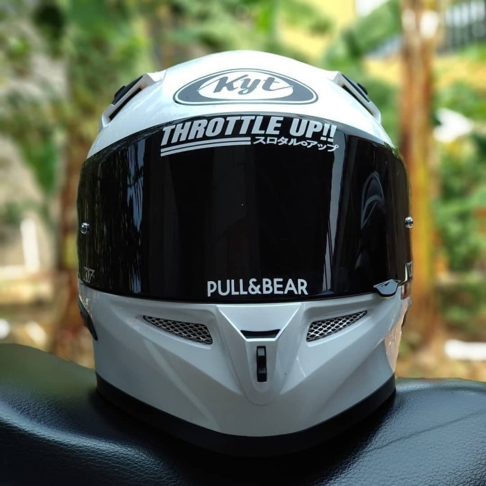 Helm KYT K2rider white solid fullface K2 rider paket ganteng