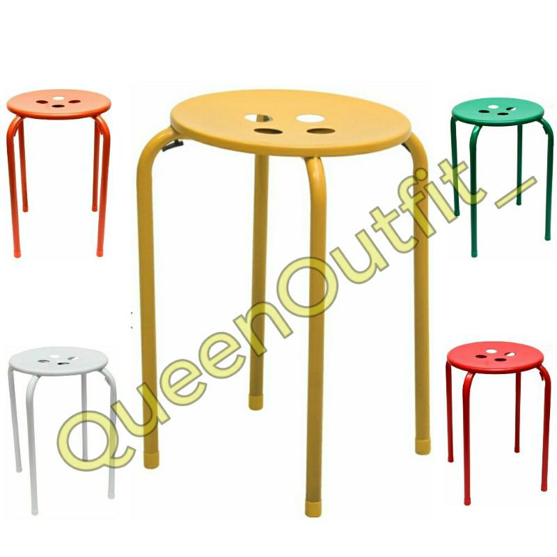 Informa Bangku Besi Metal - Outdoor Indoor Cafe Kantor Kelas Sekolah Kursi Kuning Hitam stool salon