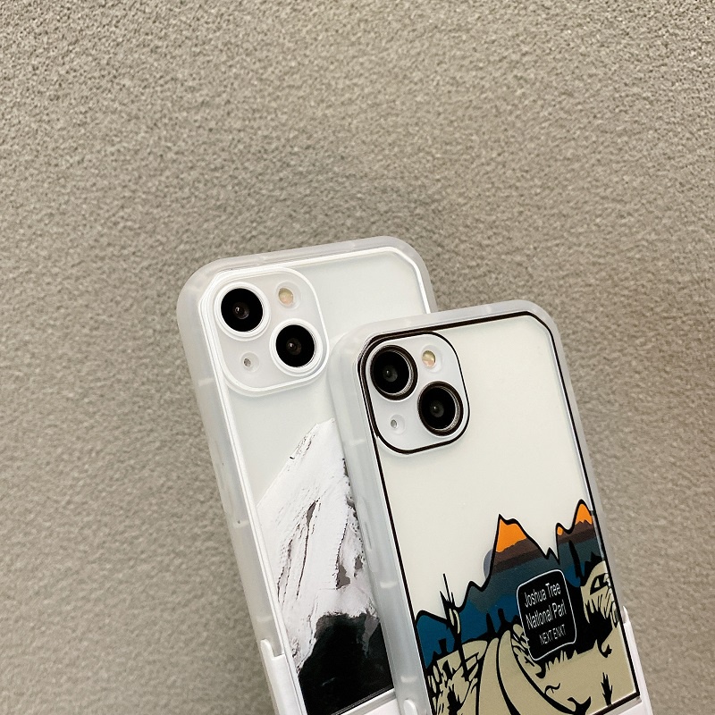 Casing iPhone 11 12 13 Pro MAX X XR XS MAX 7 8 Plus Motif Gunung Salju Dengan Stand