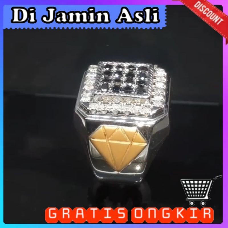 cincin berlian pria black diamond hitam asli bkn batu akik safir bacan ruby yakut zamrud wanita giok