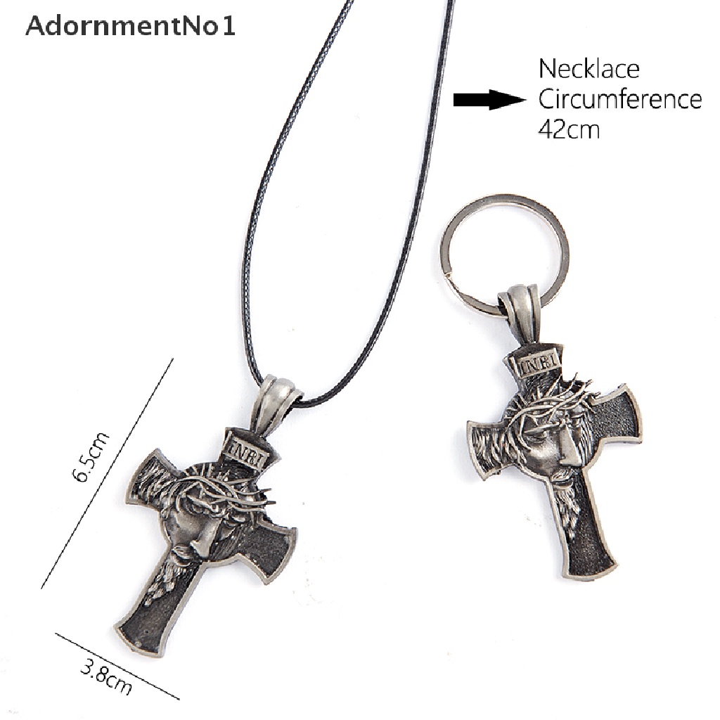 (AdornmentNo1) Kalung Rantai Dengan Liontin Salib Yesus Gaya Retro Untuk Unisex / Pria / Wanita