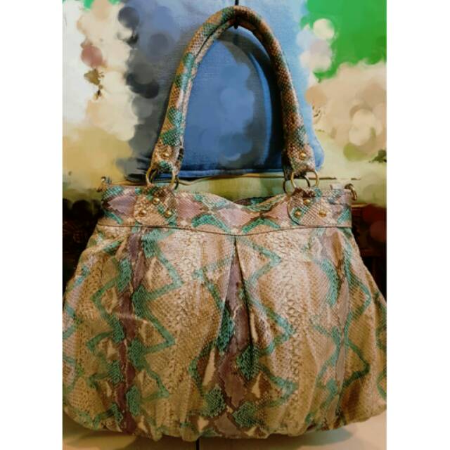 Preloved snake skin tote bag