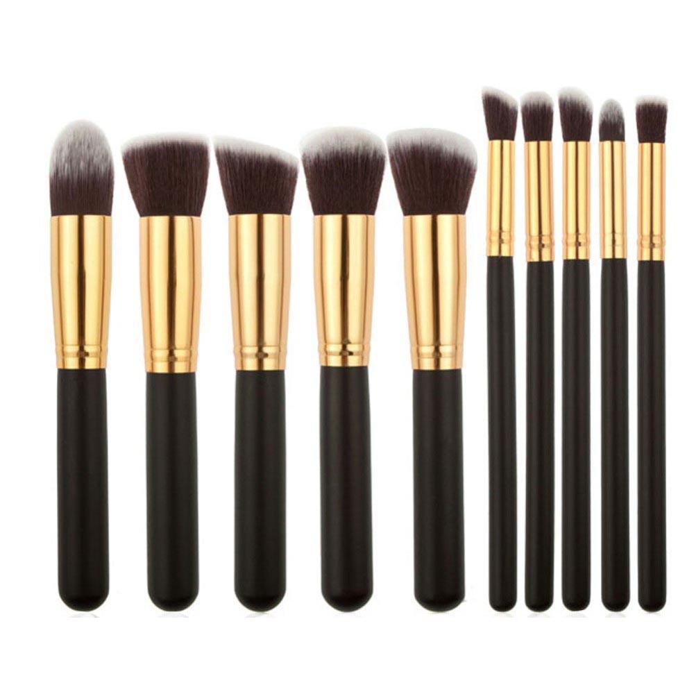 KUAS MAKE UP WAJAH 10 PCS MAKE UP BRUSH COKLAT