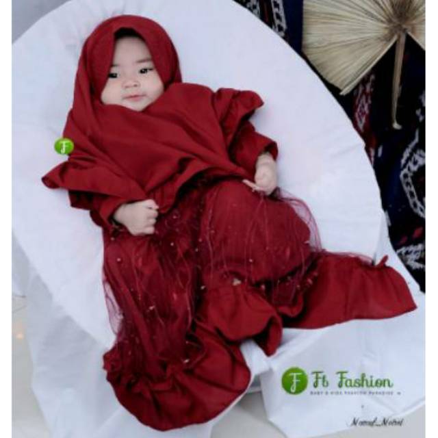 GAMIS GAUN PESTA ANAK TILE AKAR MUTIARA BABY 6BLN-8THN