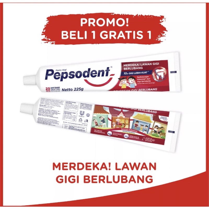 Pepsodent Pencegah Gigi Berlubang White Toothpaste Pasta Gigi Valuepack (225gr x 2)