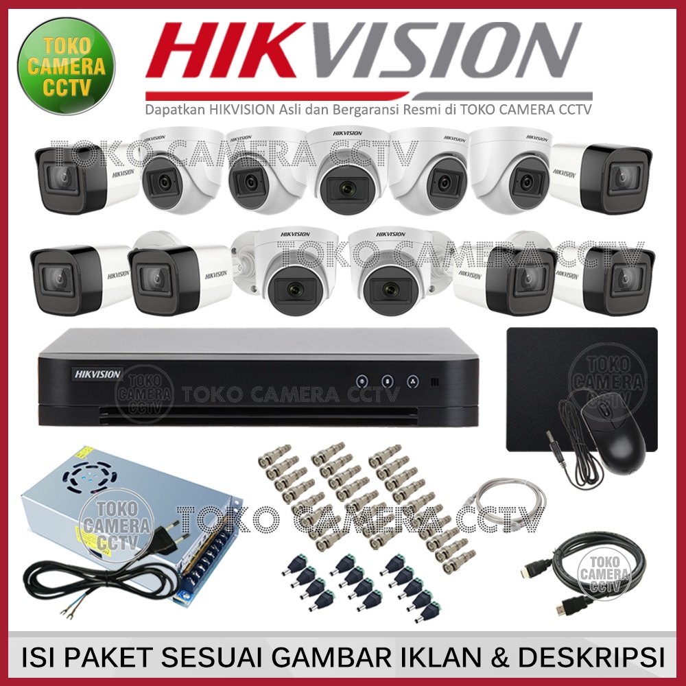 PAKET CCTV HIKVISION 2MP 16 CHANNEL 13 KAMERA