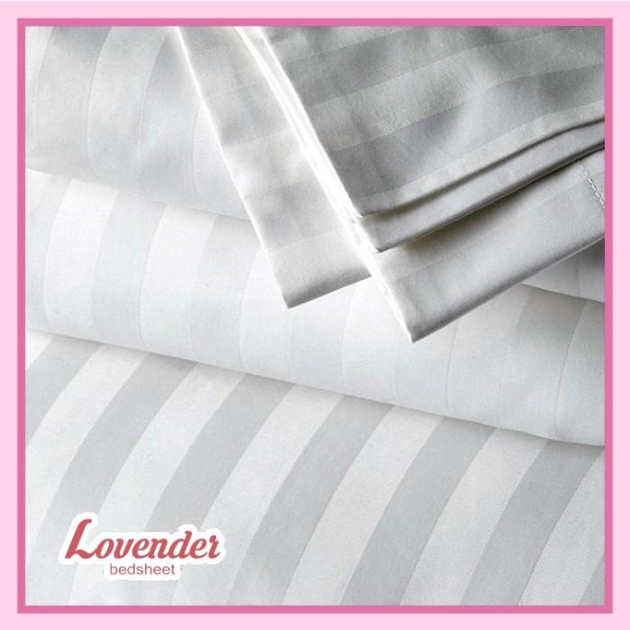 Kain Sprei Dobby Salur 3 Cm Putih Tc 300 [Lovender Bedsheet]
