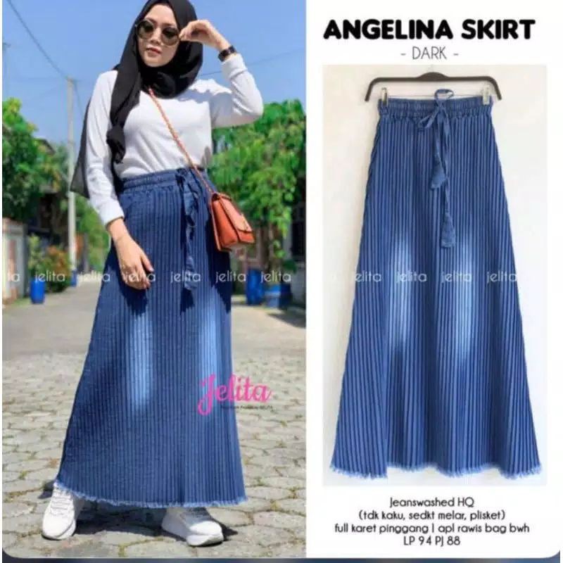 PLEATED SKIRT ROK PLISKET MURAH PLISKET JEANS