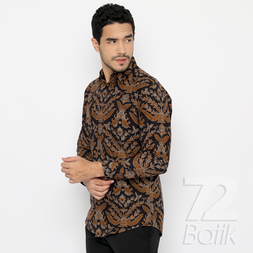 BATIK PRIA LENGAN PANJANG Kemeja Hem Slimfit Premium Warna Hitam 721010 CAP 72 - Baju Kemeja Atasan Pakaian Setelan Batik Pria Cowok Laki Laki Remaja Keluarga Kantor Lengan Panjang Modern Slimfit Slim Fit Premium Kekinian