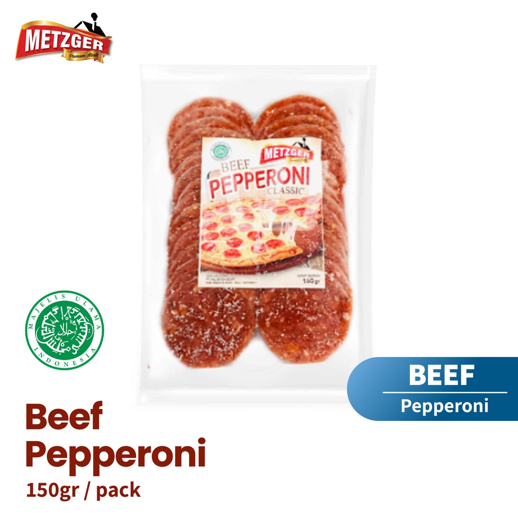 

DAGING BEEF PEPPERONI CLASSIC METZGER HALAL 150G UNTUK PIZZA