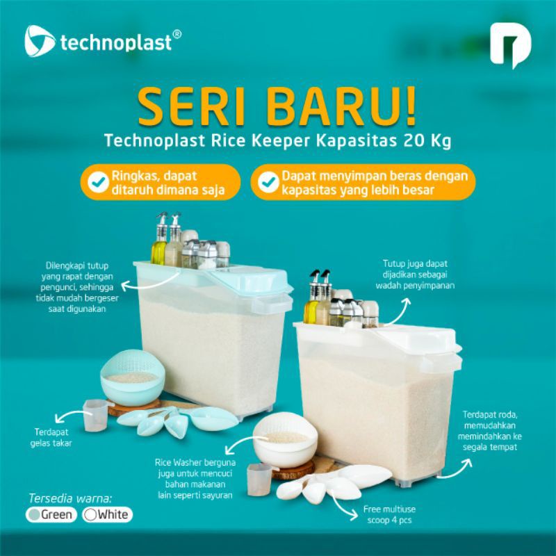 Rice Keeper 20kg //Technoplast//wadah beras