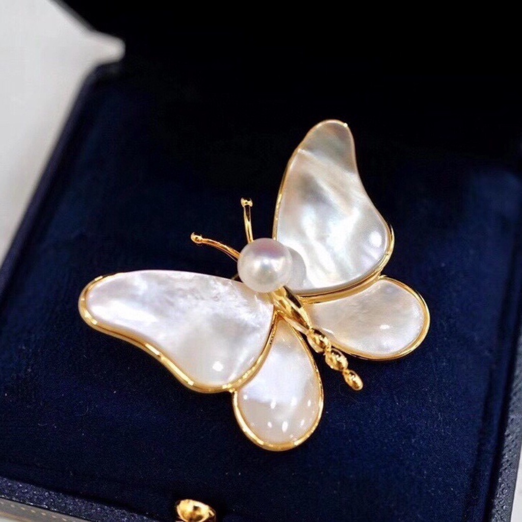 [ Women Pearl Butterfly Brooches  Kawaii Brooch Pins Fashion Alloy Brooch Lapel Hat Collar Jewelry ]