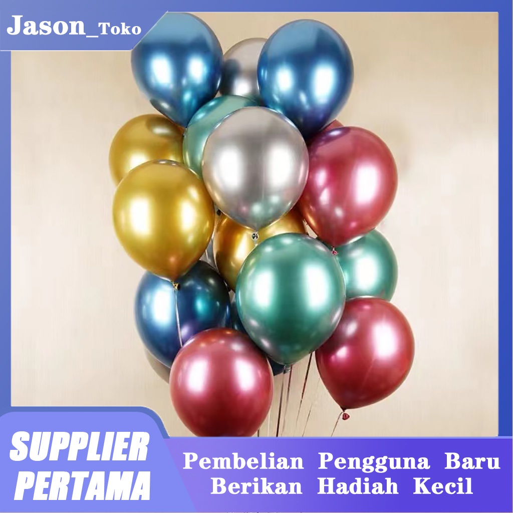 Balon latex metalik chrome / balloon chrome 12inch per pack isi 1pcs balon balon ulang tahun