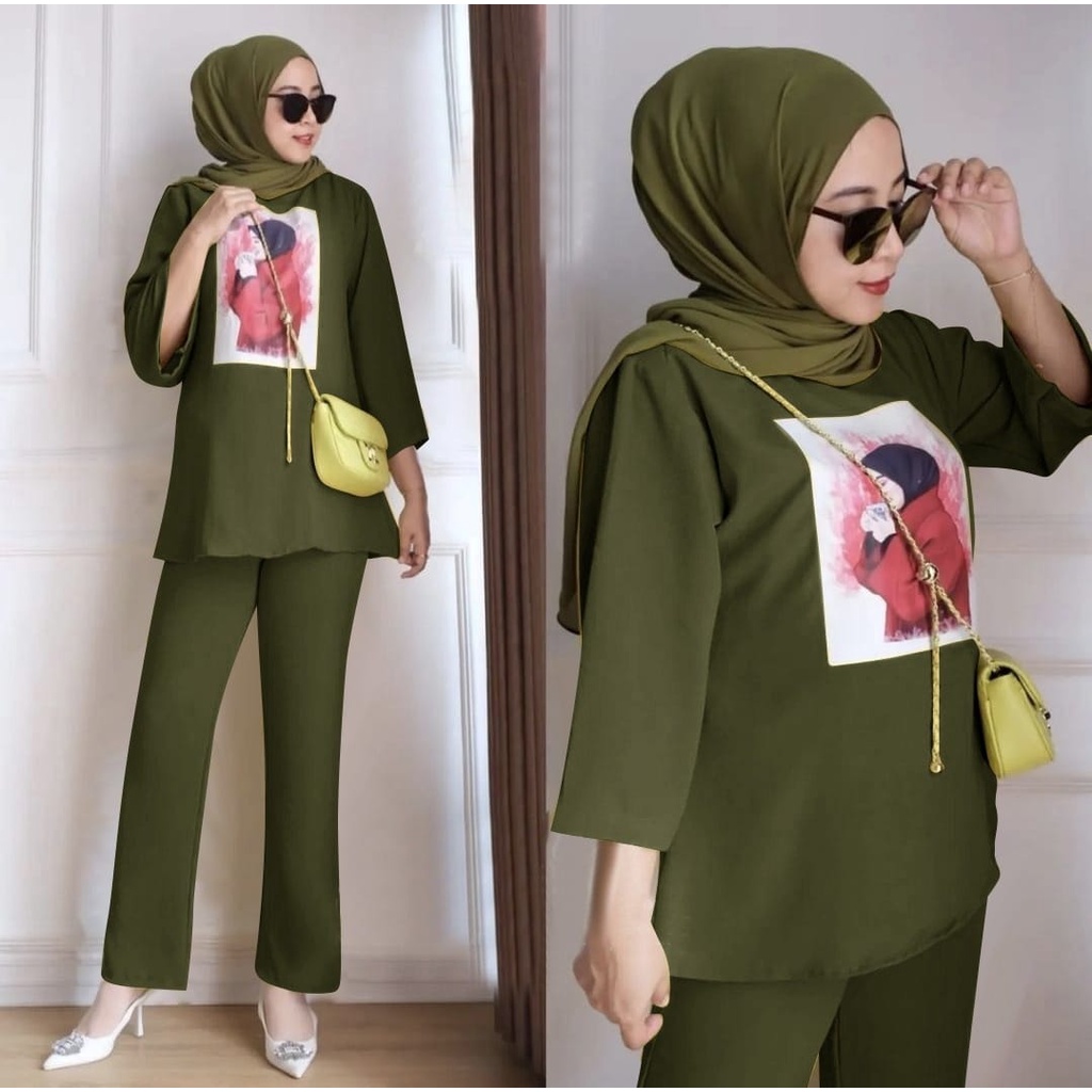 SET POMELO FASHION PAKAIAN WANITA SETELAN ATASAN DAN CELANA BABYTERRY MS